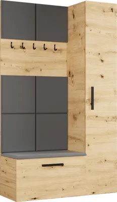 Produktbild von Masseno Garderobe-Set MODULO 120,6/204/40 cm Modern Garderobenschrank Eiche Artisan