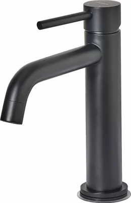 Produktbild von BELIANI Waschtischarmatur Schwarz aus Messing 30 cm Matt Einhebelmischer Mischbatterie Waschbeckenarmatur Wasserhahn Badezimmer Modernes Design