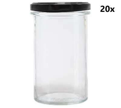 Obrázek produktu pro Zavařovací sklenice 545 ml STURZ / ROVNÁ čirá 20 ks VČETNĚ ČERNÝCH VÍČEK, Počet kusů v balení: 20