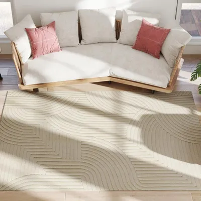 Image de Tapis tissé à la machine Fortuna Lai, hauteur 15 mm, polyvalent, antidérapant, blanc crème