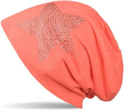 Produktbild von styleBREAKER klassische leichte Uni Beanie Mütze mit Stern Strass Applikation 04024019