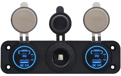 Produktbild von ProRide 12V USB-Ladegerät 2 Ports 65W QC3.0 mit Voltmeter 12/24V-Steckdose