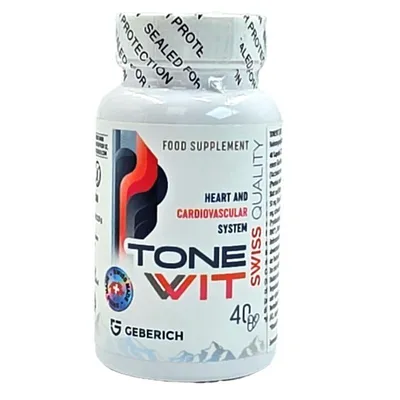 Obrázek produktu pro ToneVit – Švýcarská kvalita, 40 kapslí s obsahem hořčíku, koenzymu Q10, rostlinných extraktů a vitamínů