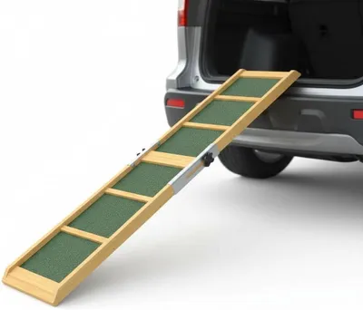Produktbild von Klappbare Hunderampe als Einstiegshilfe für Hunde – Tragbare Rampe 155x40cm bis 90kg belastbar | rutschfeste Oberfläche, leicht zusammenklappbar für Auto und SUV
