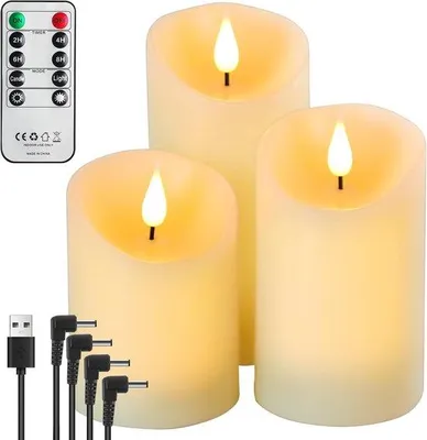 Zdjęcie produktu dla Realistyczne świeczki LED na ładowanie – z pilotem – ruchomy płomień – bezpieczne i przyjazne dla środowiska – świeczki – bezzapachowe – ze stacją ładującą – oświetlenie świąteczne