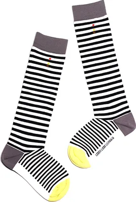 Produktbild von MEGAGROUP 2 Paar Casual Socken Stricksocken gestreift Baumwolle 35-39 Strümpfe schwarz