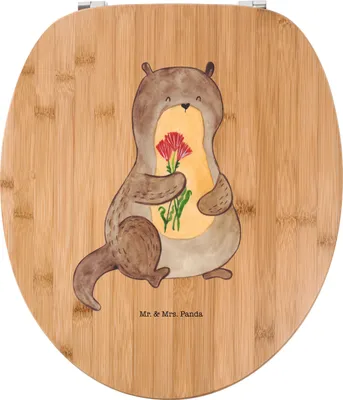 Produktbild von Mr. & Mrs. Panda klo deckel Otter Blumenstrauß - Transparent - Geschenk, Seeotter, WC-Sitz, Niedlich, Süß, Klo-Deckel, WC, Toilettendeckel, Brille, Sitz, See
