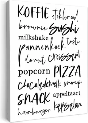 Zdjęcie produktu dla MuchoWow® - Obraz na płótnie - Jedzenie - Menu - Jadalnia - Tablica - Biały - Fototapeta, dekoracja ścienna obrazy salon, 60x80cm