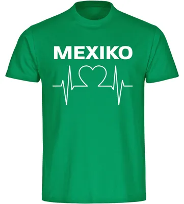 Produktbild von multifanshop Kinder T-Shirt - Mexiko - Herzschlag, grün, Größe 140
