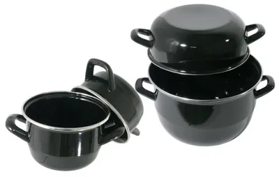Produktbild von Muscheltopf, Serviertopf, schwarz emailliert, 0,75-3,5 Liter wählbar : 20 cm Variante: 20 cm