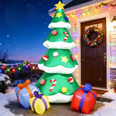 Aufblasbarer Weihnachtsbaum mit LED-Beleuchtung und Geschenkboxen