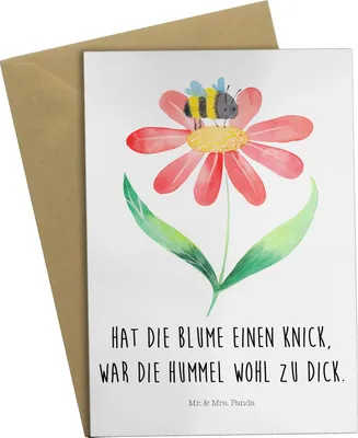 Produktbild von Mr. & Mrs. Panda neujahrskarte Hummel Blume - Weiß - Geschenk, hochzeitskarten, einladungskarten, Hummeln, osterkarte, Wespe, Natur, glückwunschkarten, Lustige Sprüche