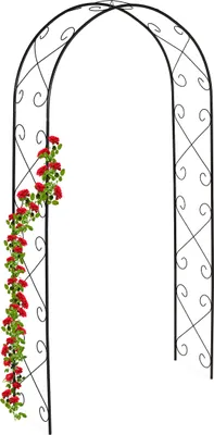 Produktbild von Relaxdays Rosenbogen, Metall, HxBxT: 230 x 120 x 39 cm, Torbogen Garten, stabiler Rankbogen für Kletterpflanzen, schwarz