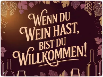 Produktbild von Wenn du Wein hast, bist du willkommen! Metallschild XXL in 28x38 cm für