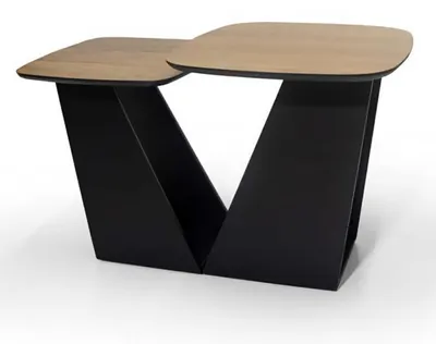Image de Moderne Table basse Set 2x Tables basses Salon Bois Meubles Designer