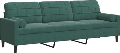 Zdjęcie produktu dla 3-osobowa sofa z poduszkami, ciemnozielona, 210 cm, aksamit