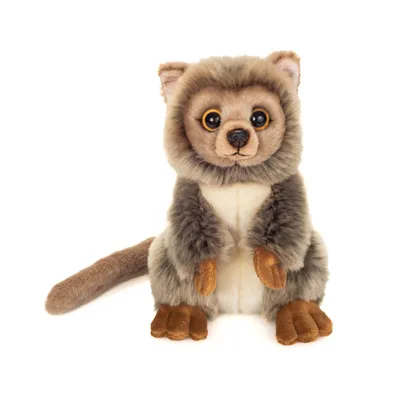 Image de Teddy Hermann Mausmaki assis, animal en peluche, petit singe, peluche, gris-brun, 21 cm, 923428