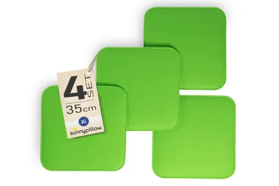 Produktbild von sunnypillow 4er Set Stuhlkissen aus Filz quadratisch 35x35 cm | gemütliche Filzkissen für Bank und Stuhl | Indoor/Outdoor | Sitzkissen Sitzauflage | Grün |