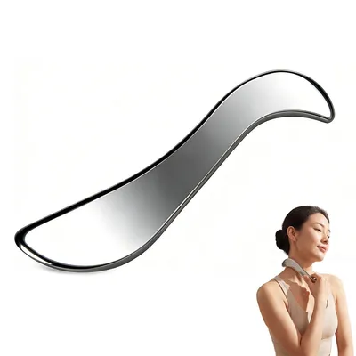 Produktbild von Faszienwerkzeug aus Edelstahl, Gua Sha Körper Tool für Muskelmassage, myofasziales Release, Lymphdrainage & Regeneration, ergonomisches S-Design