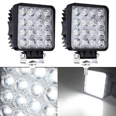 Produktbild von Jiubiaz Rechteck LED Arbeitsscheinwerfer IP67 Wasserdicht 12V 24V LED Scheinwerfer für LKW,Offroad, SUV, ATV,traktor Rückfahrscheinwerfer 48W 2 Stück