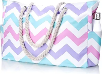 Produktbild von Wasserdichte Strandtasche für Damen, großes Fassungsvermögen, Reißverschluss mit Seil-Schultergurten, A