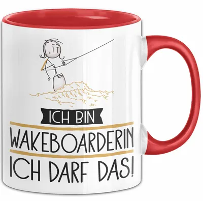 Produktbild von Geschenk für Wakeboarderin Tasse Lustige Geschenkidee Geburtstag Ich Bin Wakeboarderin Ich Darf Das (Rot)