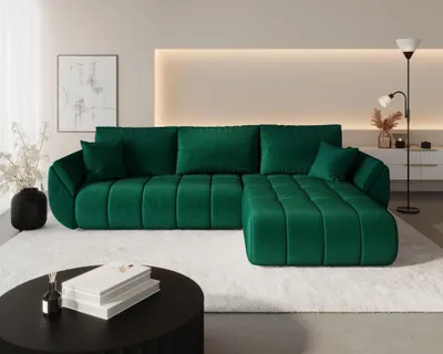 Produktbild von Ecksofa Schlafsofa MISATO Stoff Monolith Grün Ottomane Rechts