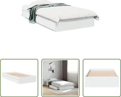 Obrázek produktu pro The Living Store Rám postele se zásuvkami bílý 90x200 cm materiál na bázi dřeva
