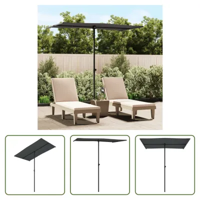 Obrázok produktu pre The Living Store slnečník s hliníkovou tyčou 180 x 110 cm antracitový