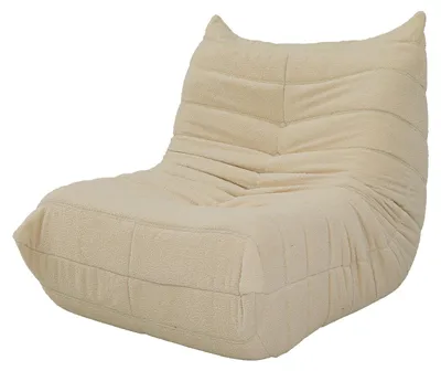 Immagine prodotto di Poltrona sacco 105x88x80cm, rivestita in velluto beige, imbottita, poltrona relax per il soggiorno, senza struttura