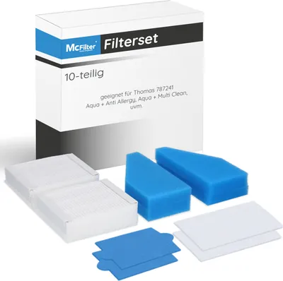 Produktbild von McFilter | Filter-Set 10-teilig geeignet für Thomas Staubsauger der Baureihe AQUA+, Pet and Family, Alternative f. Thomas Filterset 99 (Nr. 787241)