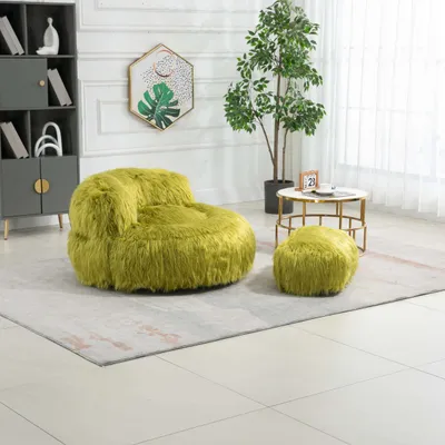 Productafbeelding van AIORBER Kunstleren relaxfauteuil, zitzakstoel, comfortabele bank, geschikt om op te zitten en te liggen, voor woonkamer, appartement, slaapkamer, afmetingen 105x73x30 cm