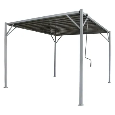 Produktbild von 4iQ Pergola 3x4 m Grau mit verstellbarem Lamellendach – Metall Gartenpergola für Terrasse & Garten, 12 m²