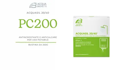Immagine prodotto di Acqua Brevetti Acquasil 20/40, confezione da 4 bustine usa e getta da 250 g ciascuna, anticorrosivo e antincrostante specifico per pompe dosatrici.