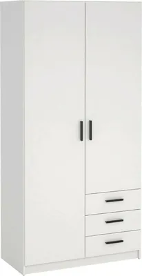 Produktbild von Kleiderschrank 2 Türen Sultani, Schlafzimmermöbel, Schrank, Garderobe, 99x50 h200 cm, Weiß