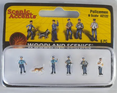 Polizisten & Polizeihund Figuren N 1:160, sitzend, Kunststoff