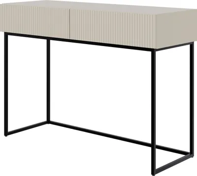 Produktbild von Selsey Veldio - Schminktisch mit Schubladen, graubeige mit schwarzem Metallgestell, 110 cm