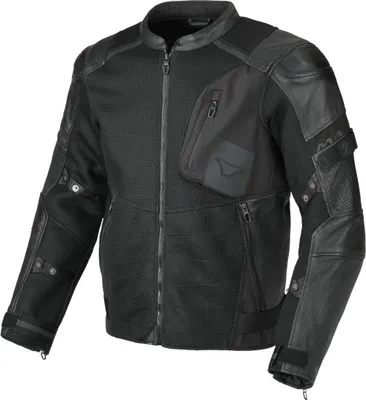 Immagine prodotto di Macna Olsan Giacca da moto solida e traforata in pelle/tessuto, nero, L