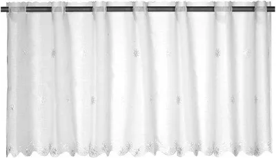 Obrázok produktu pre Ibenzoa® Transparentné závesy do kuchyne a obývačky – biele, krátke závesy s vyšívanými okami, 100% polyester, 48 x 138 cm