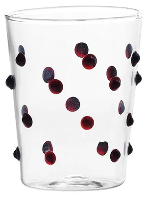 Produktbild von Zafferano Set mit 6 Junior-Partygläsern aus rotem Borosilikatglas, handgefertigtes Polka-Dot-Design zum Servieren von Likören und Tischsaucen