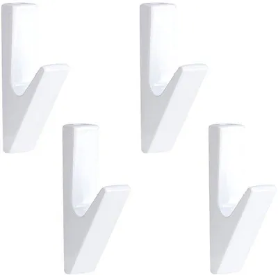 Immagine prodotto di Set di ganci da parete in alluminio opaco, bianco, 4 pezzi, fino a 25 kg
