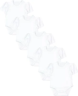 Produktbild von TupTam Baby Mädchen Kurzarm Wickelbody Baumwolle 5er Set , Farbe: Uni Weiß, Größe: 68