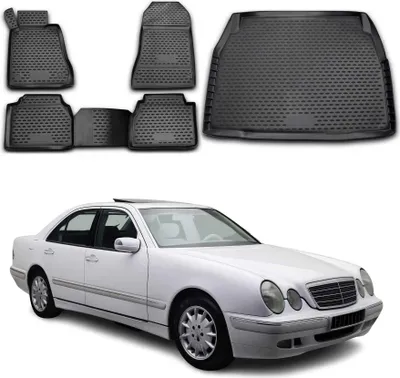 Immagine prodotto di Set di tappetini e rivestimenti per il bagagliaio per Mercedes Classe E W210 1995-2002 TPE nero
