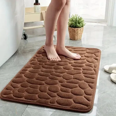 Productafbeelding van PolkaHome 1 Stuks Droogloopmat Badmat van Traagschuim Hydrofiel Kiezeltekening Superfijne Vezel Antislip Zacht voor Badkamer Badkuip Keuken