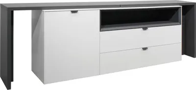 Produktbild von FURNARO Sideboard Micelli Kommode Tisch weiß matt lack/ anthrazit matt lack B/H/T: 240x77x41 cm