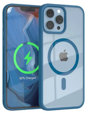 Produktbild von EAZY CASE Clear MagSafe Case für Apple iPhone 13 Pro Max, Qi-Charging, Silikon mit Kameraschutz, Bumper Case in Blau