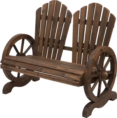 Produktbild von Outsunny Gartenbank mit Armlehne Sitzbank Gartenmöbel Massivholz Dunkelbraun