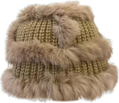 Produktbild von Damen-Fischerhut aus Imitationskaninchenfell, winddicht, warm, weich, gestrickt, für Herbst und Winter