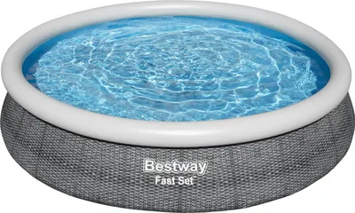Produktbild von Bestway® Fast Set™ Aufstellpool-Set mit Filterpumpe Ø 366 x 76 cm, Rattan-Optik (Schiefergrau), rund