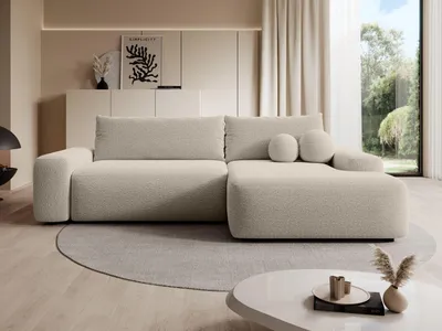 Produktbild von Masseno Ecksofa RUOTA mit Schlaffunktion L-Form, Sofa mit Bettkasten, Wohnzimmersofa, Couch, Soffa, Bettsofa, Couchgarnitur- Beige, LAMBI 5